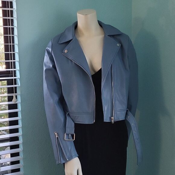 Active USA Vegan Belted Moto Jacket - Picture 5 of 15